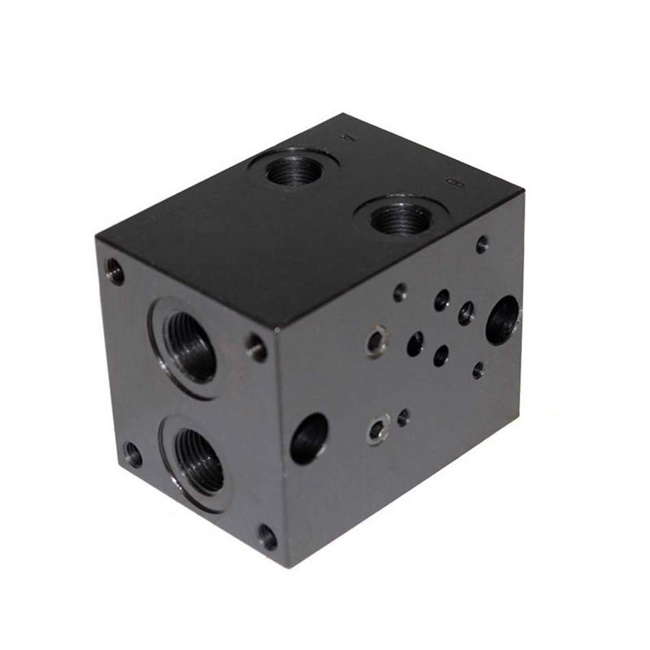CNC Milling Hydraulic Manifold Aluminum Block with Black Anodizing